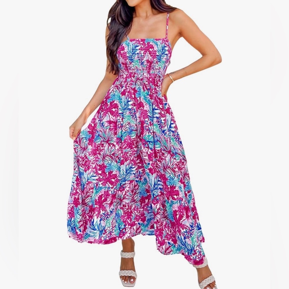 Cupshe Woman’s Floral Maxi Dress - Pink and Blue Size M Excellent Condition